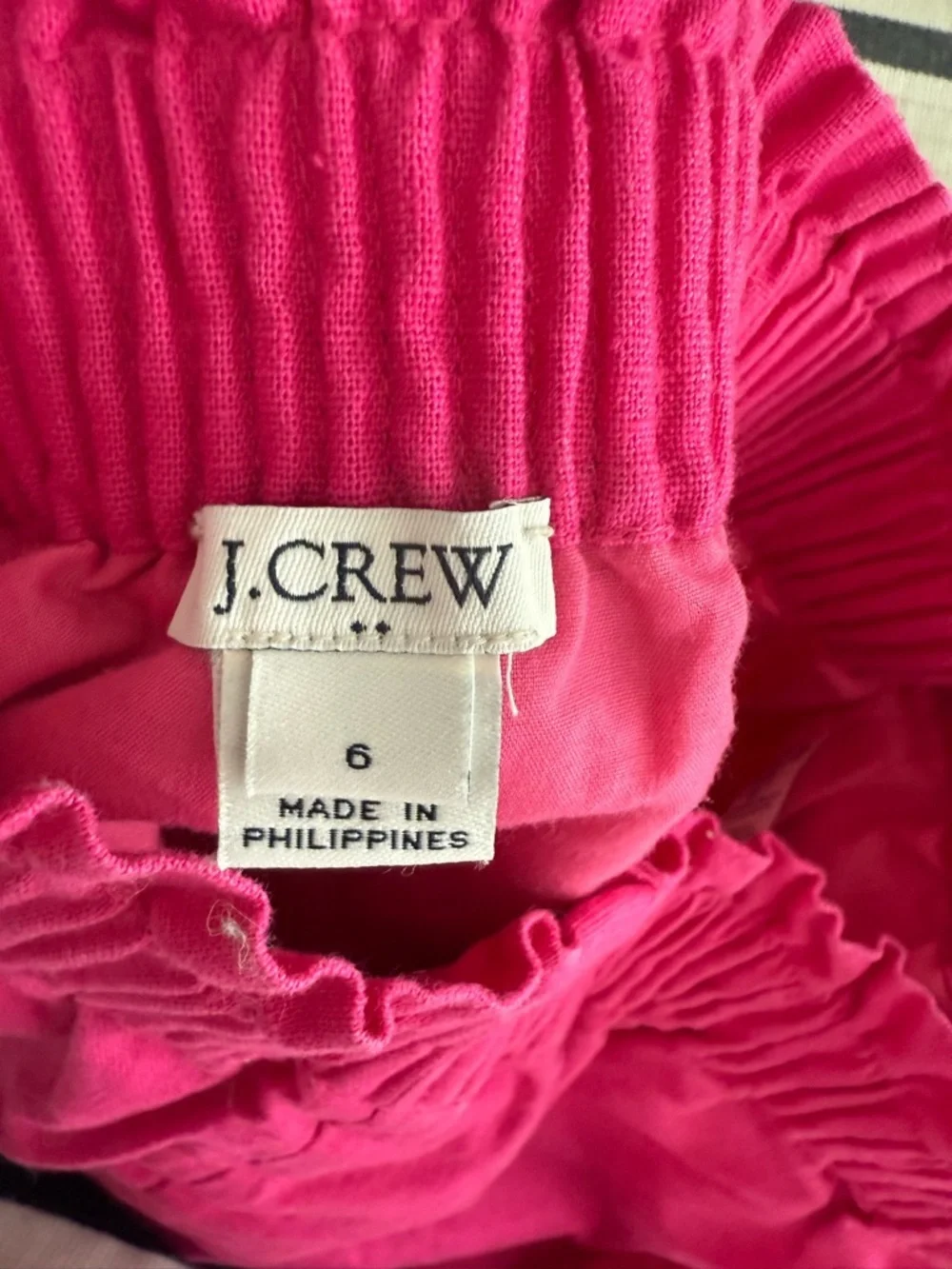 J crew Bright Pink Scallop Hem Women's linen Skirt- size 6